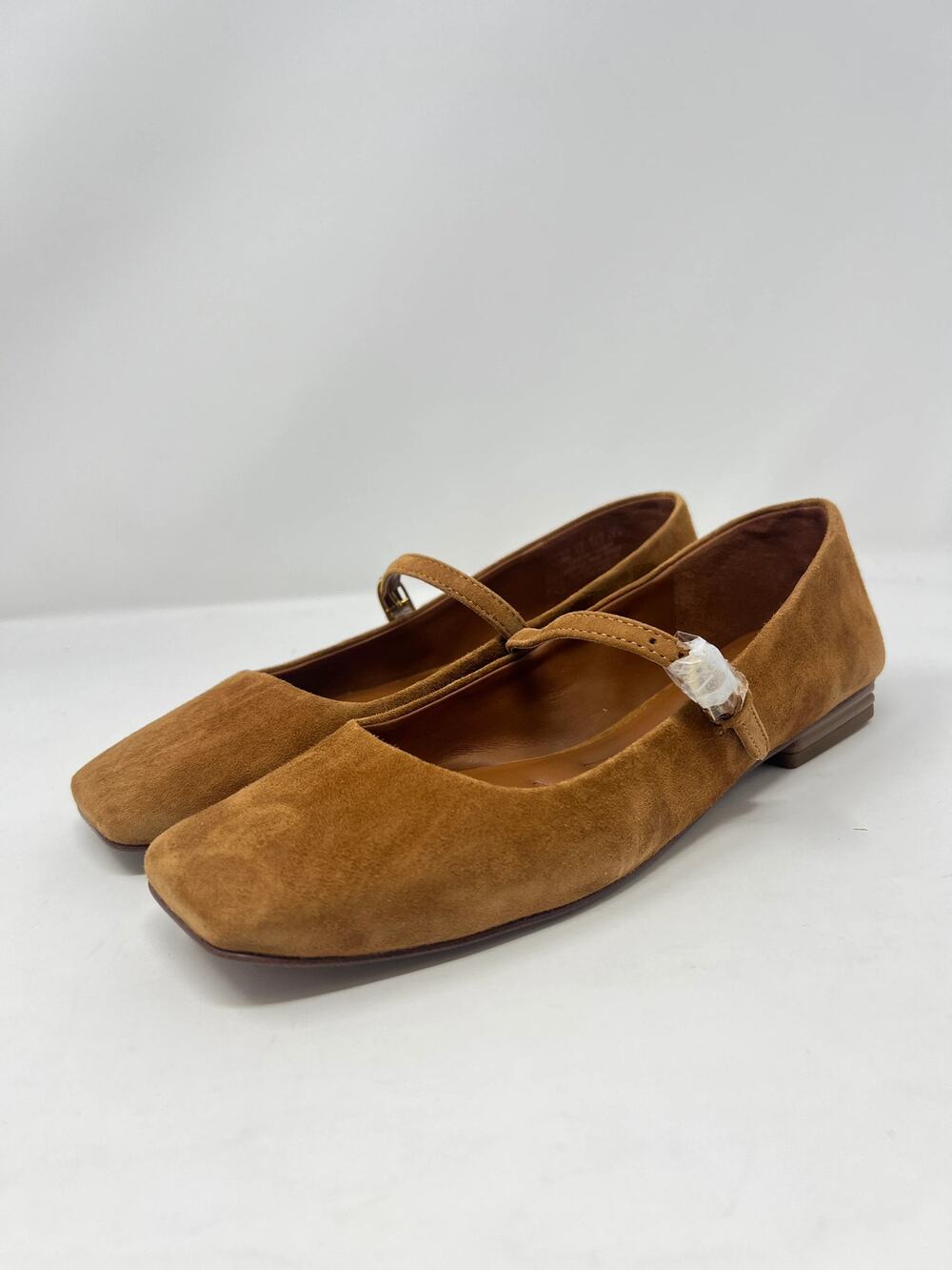 Franco Sarto Women's 8M Tinsley Square Toe Tan Suede Mary Jane Flats